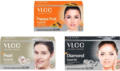 VLCC Original Papaya, Diamond and Pearl Facial Kit(3 x 60 g)