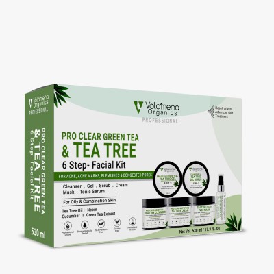 Volamena Organics Pro Clear Green Tea & Tea Tree Facial Kit For Acne & Blemishes(6 x 88.33 ml)