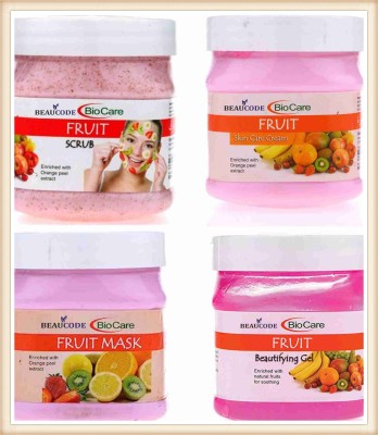 BEAUCODE BioCare Fruit Facial Kit Cream-Mask-Gel-Scrub 250gm(4 x 250 ml)