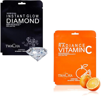 TWACHA 6 Steps Diamond & Vitamin C Facial Kit Combo Pack | Suits of All Skin Type(2 x 53 g)