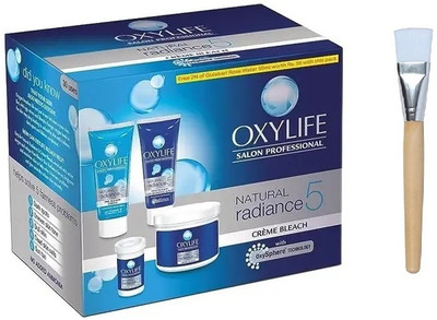 Oxylife Natural Radiance 5 Creme Bleach 310g - Pack Of 1 With Face Pack Brush 1pc(310 ml)
