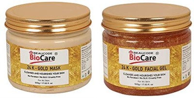 BEAUCODE BioCare 24K-Gold Facial Kit Gel-Mask For Women & Men For All Skin Types(2 x 500 ml)