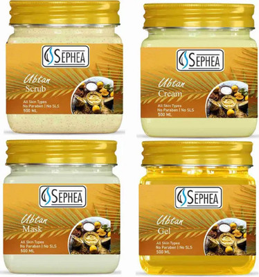 SEPHEA Ubtan Facial Kit 2000ml - Scrub + Cream + Pack + Gel 500 ml x 4 (4 x 500 ml)(4 x 500 ml)