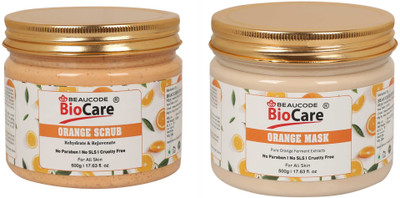 BEAUCODE BioCare Orange Facial Kit Scrub- Mask For Women & Men For All Skin Types(2 x 500 ml)