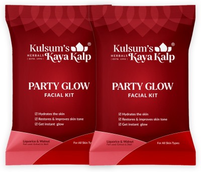 Kulsum's Kaya Kalp Combo of Party Glow Facial Kit,for Women & Men,All Skin Types (Pack of 2)(2 x 40 g)