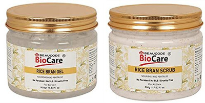 BEAUCODE BioCare Rice Bran Facial kit Gel-Scrub For Women & Men For All Skin Types(2 x 500 ml)