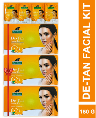 Pure Roots De - Tan Facial Kit For Men and Women(3 x 50 g)