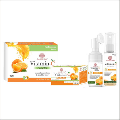 Soundarya Herbs Professional (VITAMIN -C- FACIAL KIT BLEACH,TONER & FOAMING FACEWASH)(4 x 200 g)