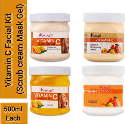 feelhigh Vitamin C Facial Kit For All type of Skin Solution For Man and Woman(4 x 500 ml)