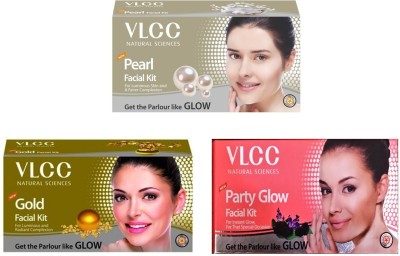 VLCC Original Pearl, Gold and Party-Glow Facial Kit(3 x 0.06 g)