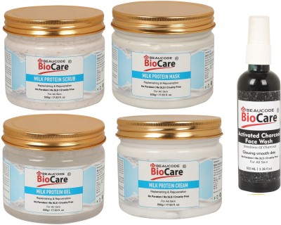 BEAUCODE BioCare Milk Protein Facial kit 500g With Charcoal Face Wash 100ml(5 x 420 ml)