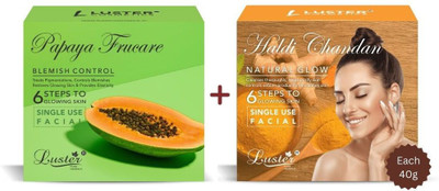 Luster Papaya Frucare & Haldi Chandan Facial Kit | 6 Step Facial Kit(2 x 40 g)