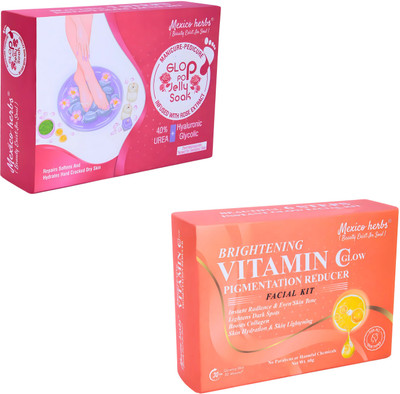 Mexico herbs GLOP-POP PEDICURE & VITAMIN C FACIAL ANTI AGEING KOREAN SKIN O3 BRIGHTNES HYDRA.(2 x 60 g)
