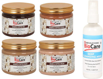 BEAUCODE BioCare Arabica Coffee Facial Kit 500 ml Each With Deep Cleansing Milk 100ml||(4 x 500 ml)