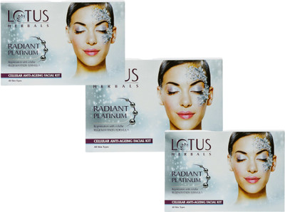 LOTUS HERBALS RADIANT PLATINUM Cellular Anti-Ageing Facial Kit(3 x 37 g)