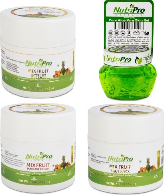 NutriPro Mix Fruit Facial Kit With Multi Fruits Extract & Walnut(4 x 105 ml)