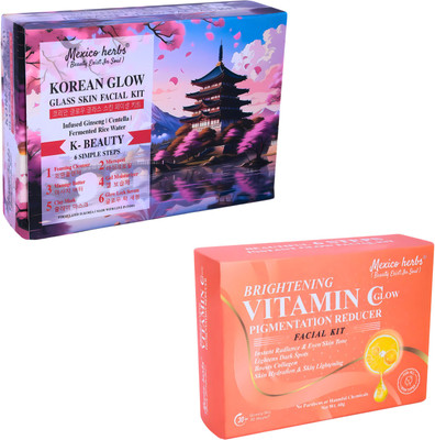 Mexico herbs KOREAN & VITAMIN C FACIAL KIT FOR WOMEN ANTI AGEING HYDRA O3 KOREAN SKIN(2 x 1 g)