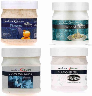 BEAUCODE BioCare Diamond Facial Kit Cream-Mask-Gel-Scrub(4 x 250 ml)