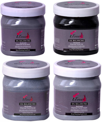 I TOUCH Herbal Charcoal Scrub + Cream + Pack + Gel 500 ml x 4(4 x 500 ml)