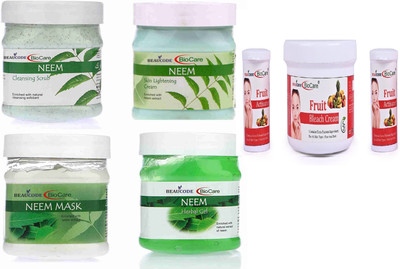BEAUCODE BioCare Neem Facial Kit 250ml with Fruit Bleach Cream 300ml(5 x 260 ml)