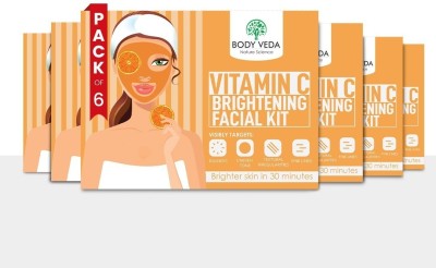 BODY VEDA Vitamin C Brightening Facial Kit For Uneven Tones & Fine Lines (6 x 55g)(330 g)