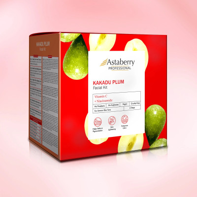 ASTABERRY Professional Kakadu Facial Kit with Niacinamide & Vitamin C - 6 Steps(12 x 36 g)
