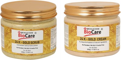 BEAUCODE BioCare 24K-Gold Facial Kit Scrub-Cream For Women & Men For All Skin Types(2 x 500 ml)