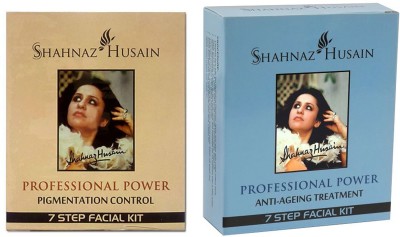 Shahnaz Husain PROFESSIONAL POWER PIGMENTATION CONTROL 7 STEP FACIAL KIT + PROFESSIONAL POWER ANTI -AGEING TREATMENT 7 STEP FACIAL KIT(2 x 27.5 g)