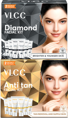 VLCC Diamond Single Facial Kit and Anti Tan Single Facial Kit - 60 g(2 x 60 g)