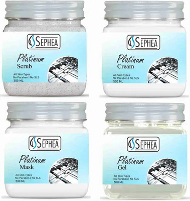 SEPHEA Platinum Facial Kit 2000 ml - Scrub + Cream + Pack + Gel 5 (4 x 500 ml)(4 x 500 ml)
