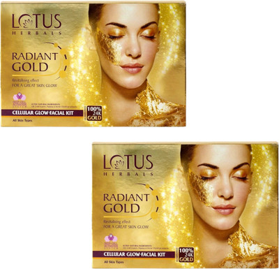 LOTUS HERBALS RADIANT GOLD Cellular Glow Salon Grade Single 
Facial Kit(2 x 37 g)