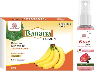 Soundarya Herbs BANANA Facial Kit With ROSE TONER For Men & Women(2 x 225 g)