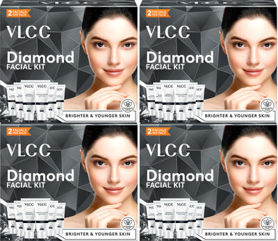 VLCC Diamond Facial Kit - Skin purifying with Parlour Glow (Pack of 4)(24 x 10 g)