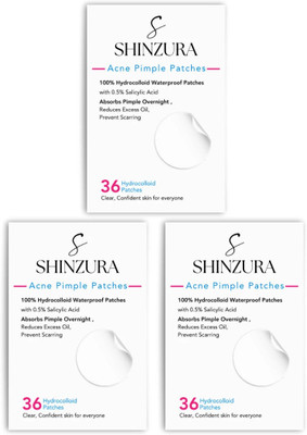 Shinzura Acne Pimple Patches - 36 Hydrocolloid, Waterproof & Invisible (Pack of 3)(3 x 6.67 g)