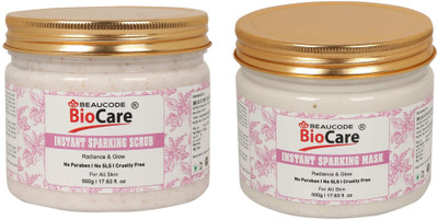 BEAUCODE BioCare Instant Sparking Facial Kit Scrub-Mask For Women & Men For All Skin Types(2 x 500 ml)