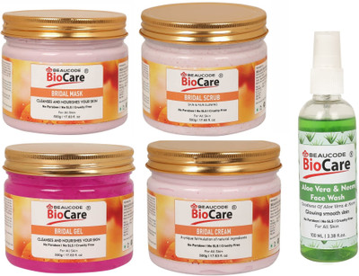 BEAUCODE BioCare Bridal Facial kit 500g With Aloevera Face Wash 100ml(5 x 420 ml)