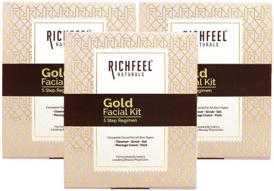 RICHFEEL Gold Facial Kit| Bright & Glowing Skin |Parlour Like Instant Glow 30g(Pack of 2)(3 x 30 g)