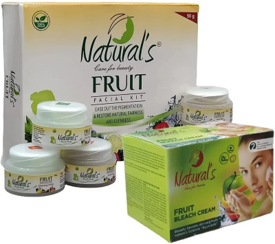 Natural's Care for Beauty Fruit Facial Kit & Fruit Bleach Cream, Fairness, Skin Glowing(2 x 25 g)