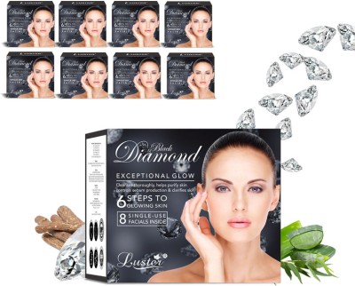 Luster Black Diamond Facial Kit, Keep Skin Soft & Smooth, Extra Fairness, Unisex(8 x 40 g)