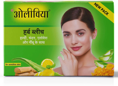 Olivia Herb Bleach for Sensitive Skin - Herbal Extract Haldi, Chandan, Aloevera & Nimbu(30 g)
