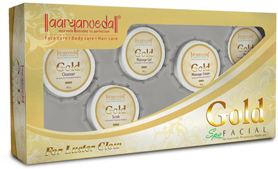 Aaryanveda Gold Facial Kit For Instant Glow, Remove Tan & Blackheads With Tea tree & Rose(5 x 42 g)