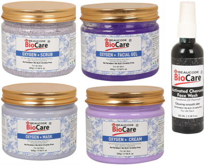 BEAUCODE BioCare Oxygen Facial kit 500g With Charcoal Face Wash 100ml(5 x 420 ml)