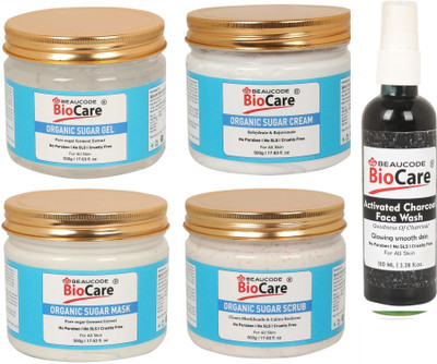 BEAUCODE BioCare Oraganic Sugar Facial kit 500g With Charcoal Face Wash 100ml(5 x 420 ml)