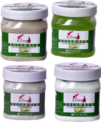 I TOUCH Herbal Cucumber Scrub + Cream + Pack + Gel 500 ml x 4(4 x 500 ml)