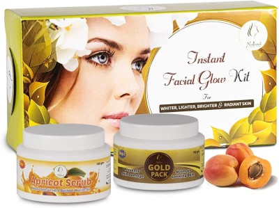 NATURAL Instant Facial Glow Kit with Apricot Scrub and Gold Pack(200 g)