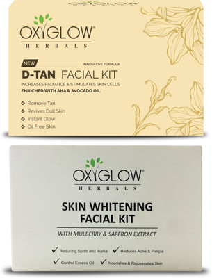 oxy glow herbals D-Tan Facial Kit 50 Gm & Skin Whitening Facial Kit 60gm(110 g)