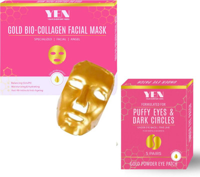 YEN Combo of Gold Powder Eye Patch and Gold Bio Facial Mask(90 g)