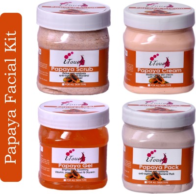 I TOUCH Herbal Papaya Facial Kit | Facial Scrub | Massage Cream | Massage Gel |Face Pack(4 x 500 ml)