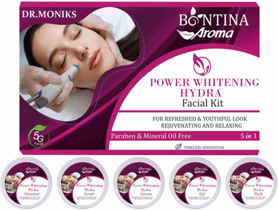 DR.MONIKS Power Whitening Hydra Facial Kit- Scrub + Cream + Gel + Pack + Cleanser(5 x 120 g)