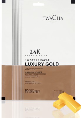 TWACHA 10 Steps 24k Luxury Gold Bio Collagen Facial Kit for Bridal Glow & Radiant Skin(110 g)